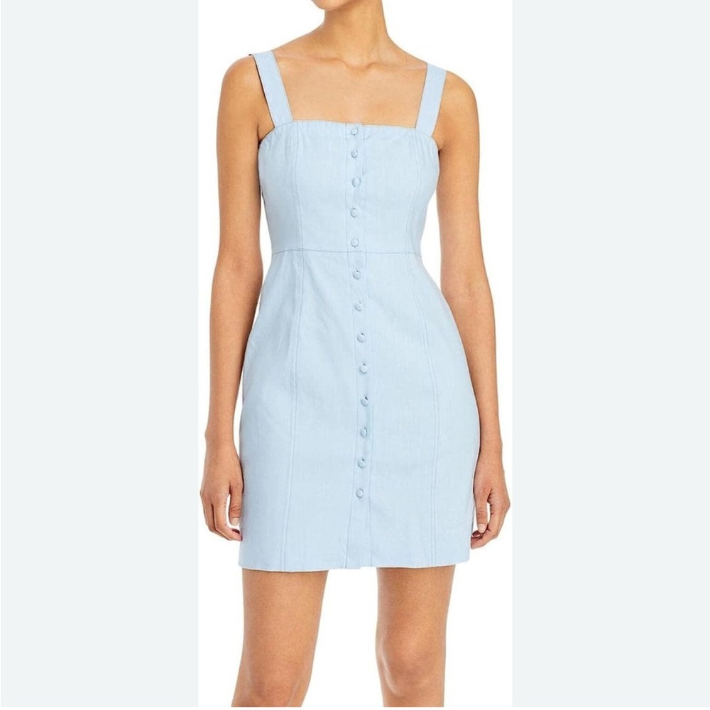 Theory Womens Kayleigh Linen Blend Mini Shirtdress Blue 0